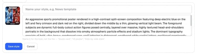 The same card once the description has arrived, describing the poster's colours, layout and mood