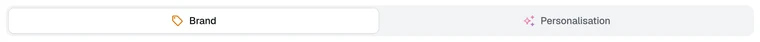 A two tab strip reading Brand and Personalisation
