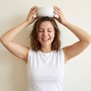 AI influencer Nora in the On her head scene
