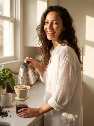 Morning coffee scene