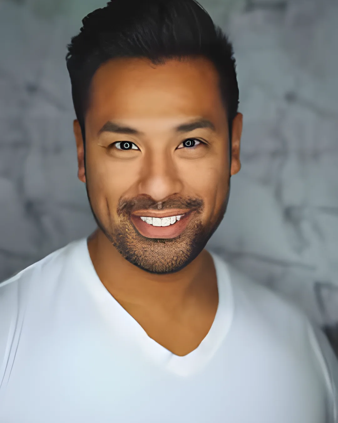 A low-resolution portrait next to its AI-upscaled version