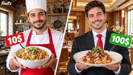 Food thumbnail: a $10 meal against a $100 meal