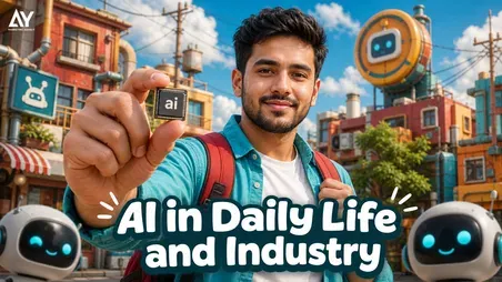 AI explainer thumbnail: "AI in daily life and industry"