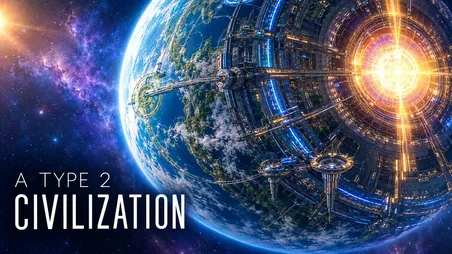 Space explainer thumbnail: a type 2 civilization